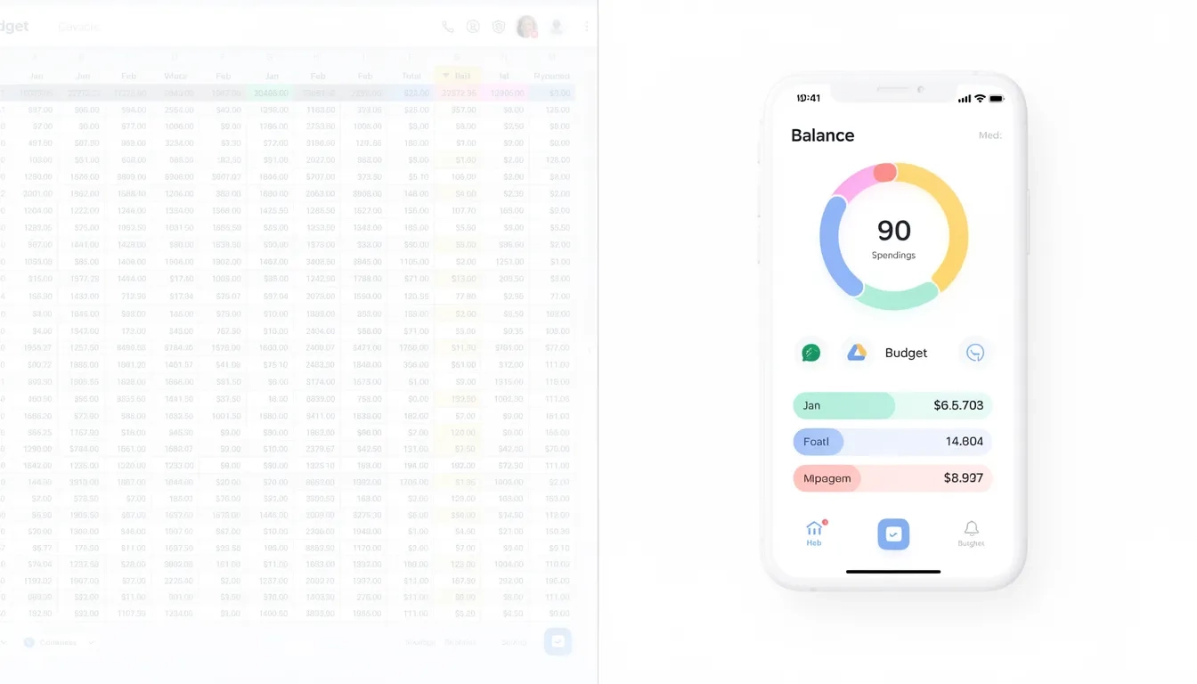Spreadsheet vs budget app dashboard comparison