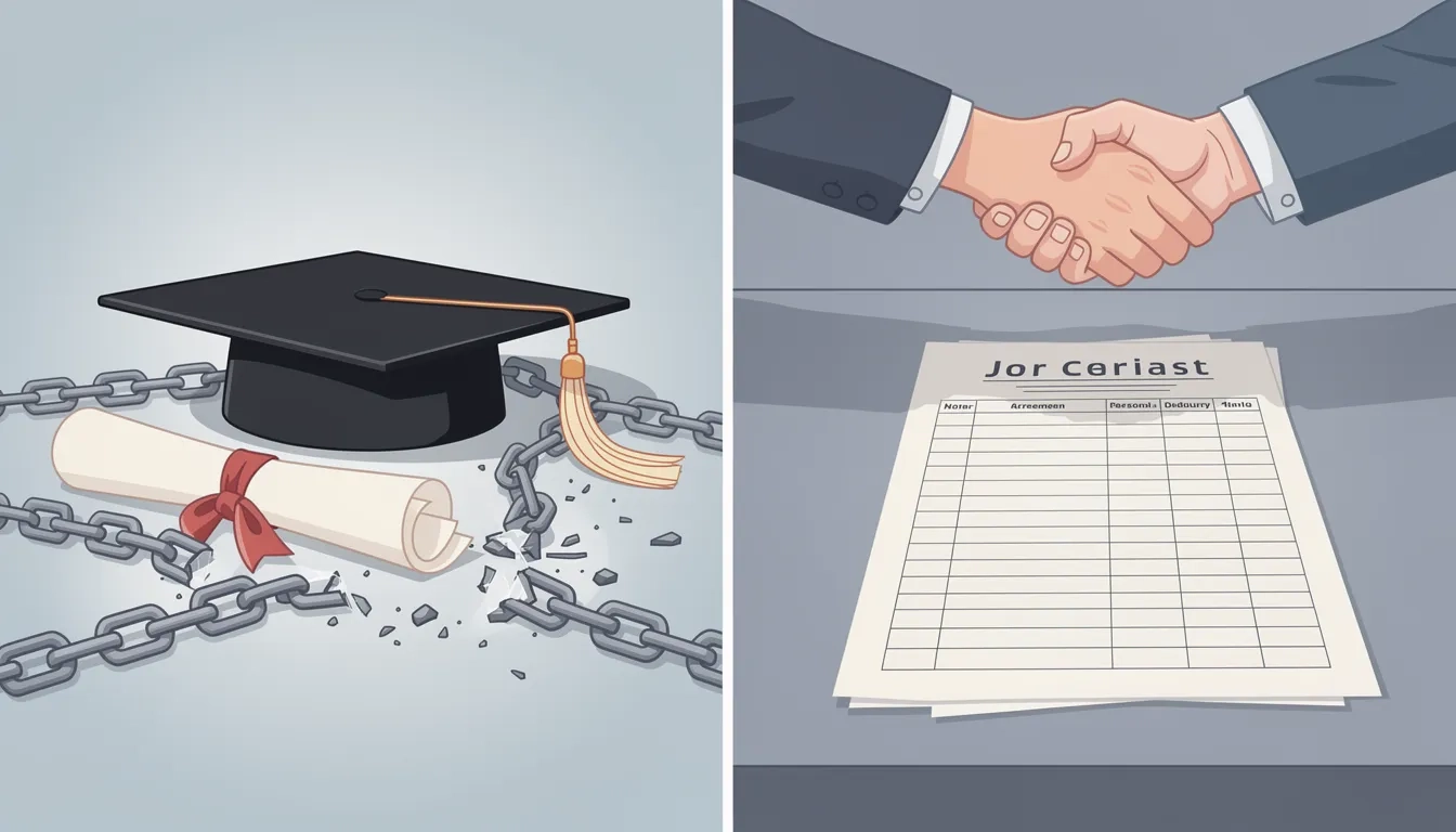 Split image contrasting student loan forgiveness philosophy versus personal accountability approach